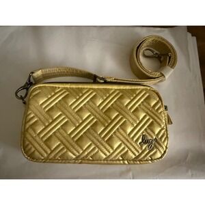 Lug Quilted Crossbody Coupe XL Bag Golden Yellow Metallic Shoulder Purse Handbag